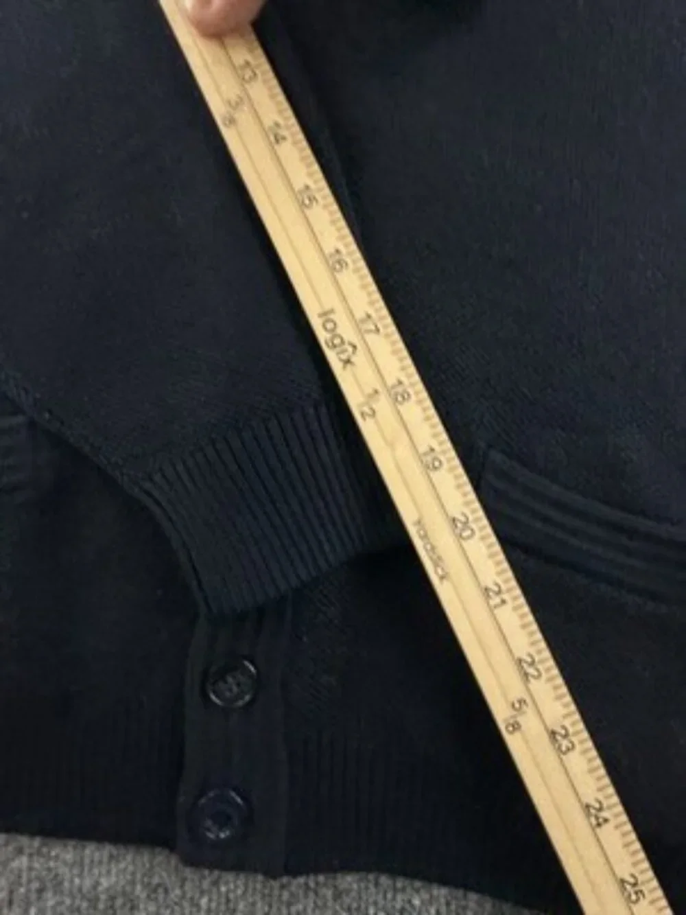 Burberry Navy Blue Cardigan V-Neck Sweater Logo 8 Men Solid Knit Long Sleeve